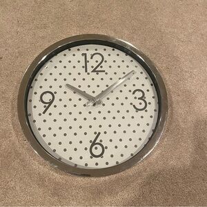 Gray Dotted Swiss Wall Clock | Beautiful White and Silver